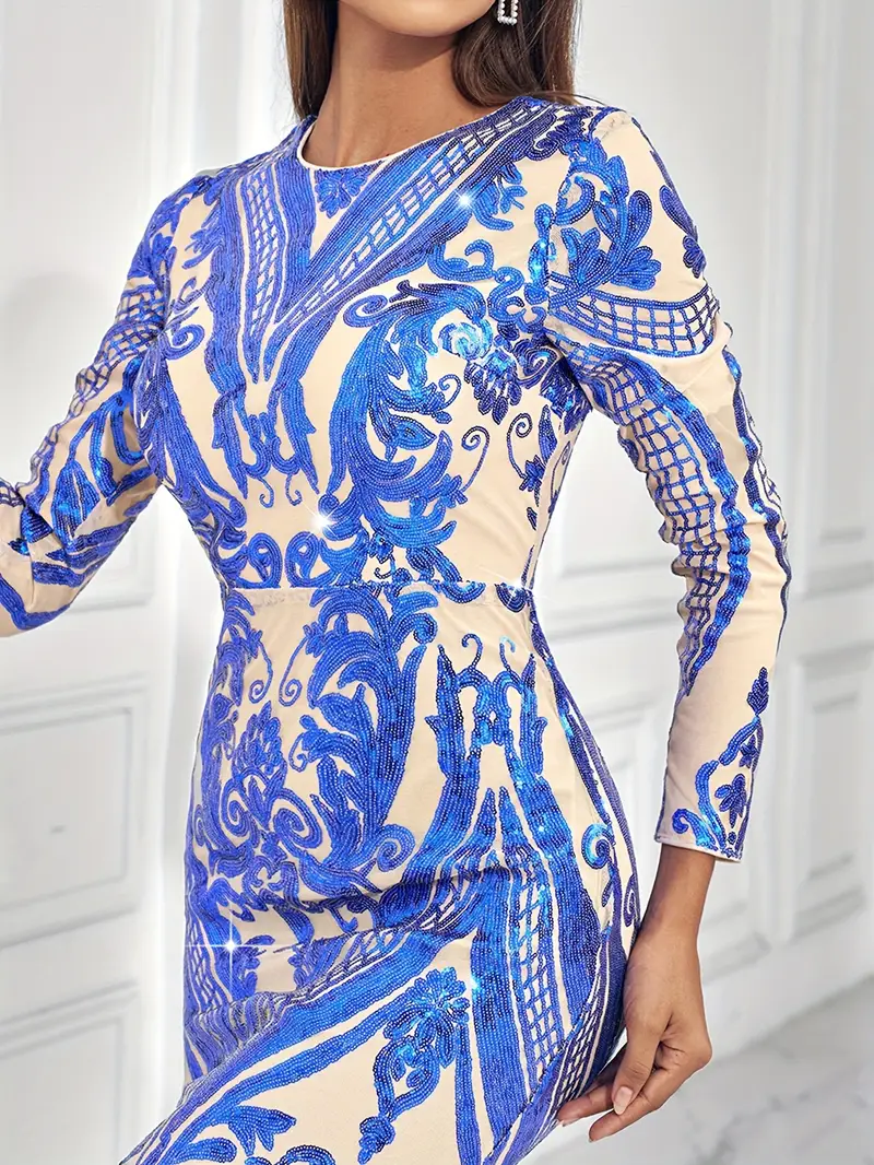 womens elegant sequin long sleeve round neck bodycon mermaid - Temu womens elegant sequin long sleeve round neck bodycon mermaid - Temu