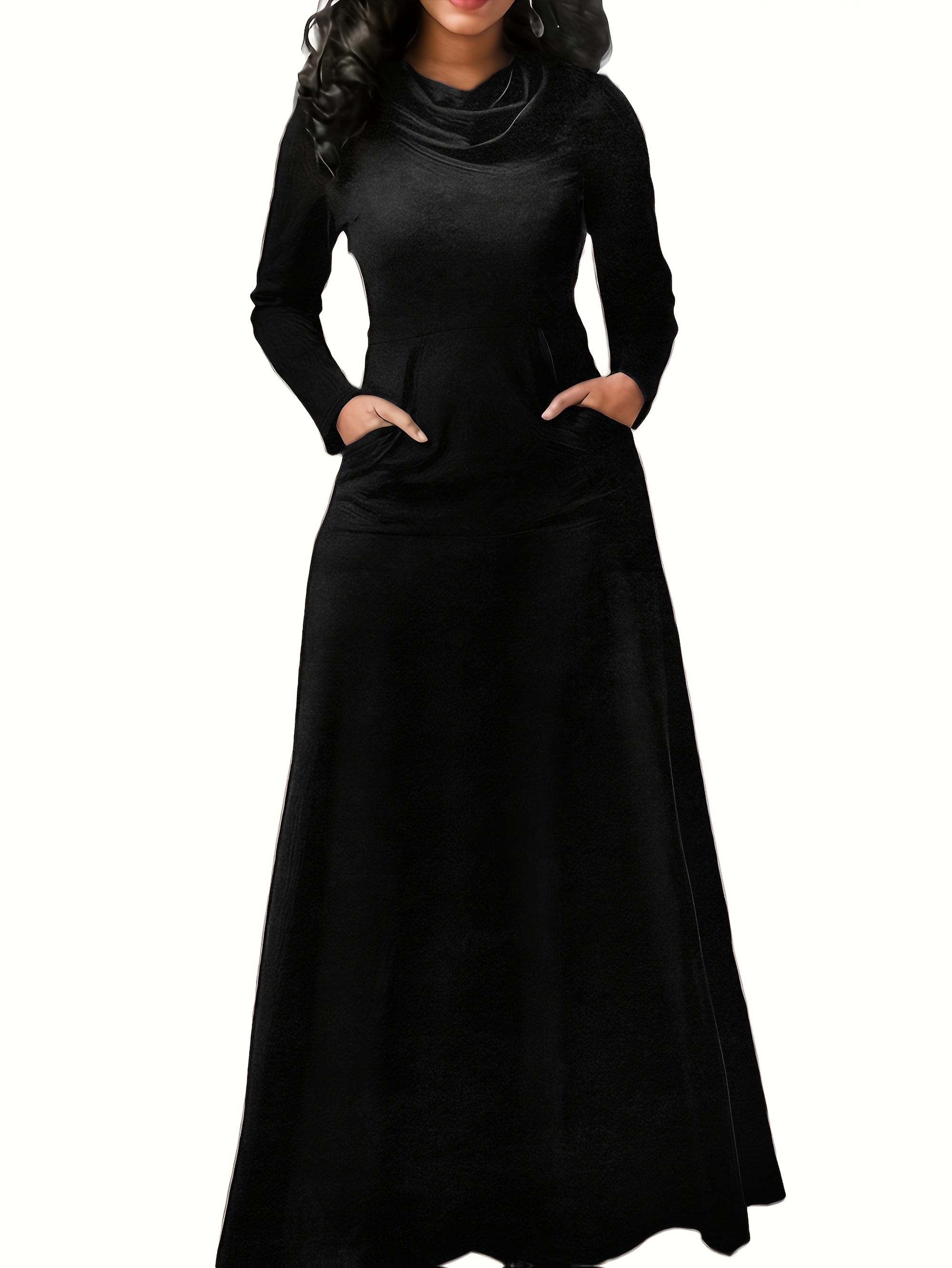 women's elegant casual velvet a line dress pockets long Temu