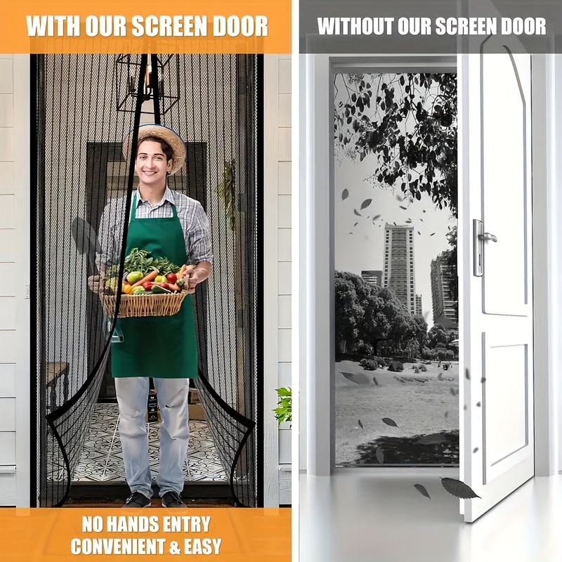 Magnetic Screen Door Upgraded-Model Full Strip Magnets,Reinforced Heavy Duty Mesh Screen Doors