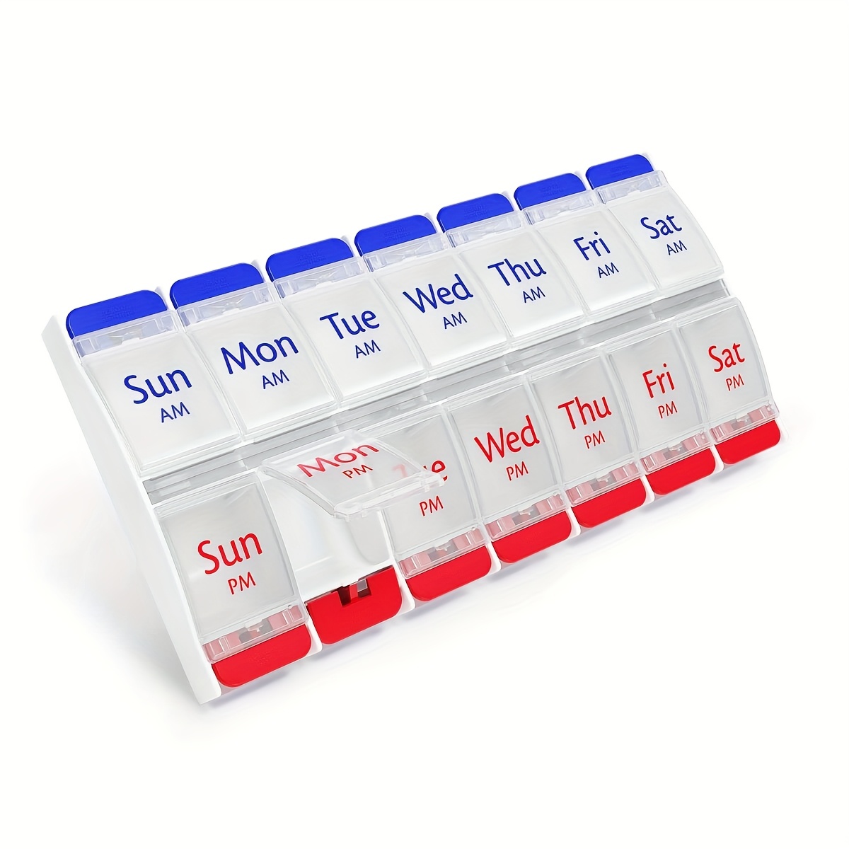 button   day pill organizer medication planner vitamin organizer   daily   large compartments suitable for   patients transparent lid  