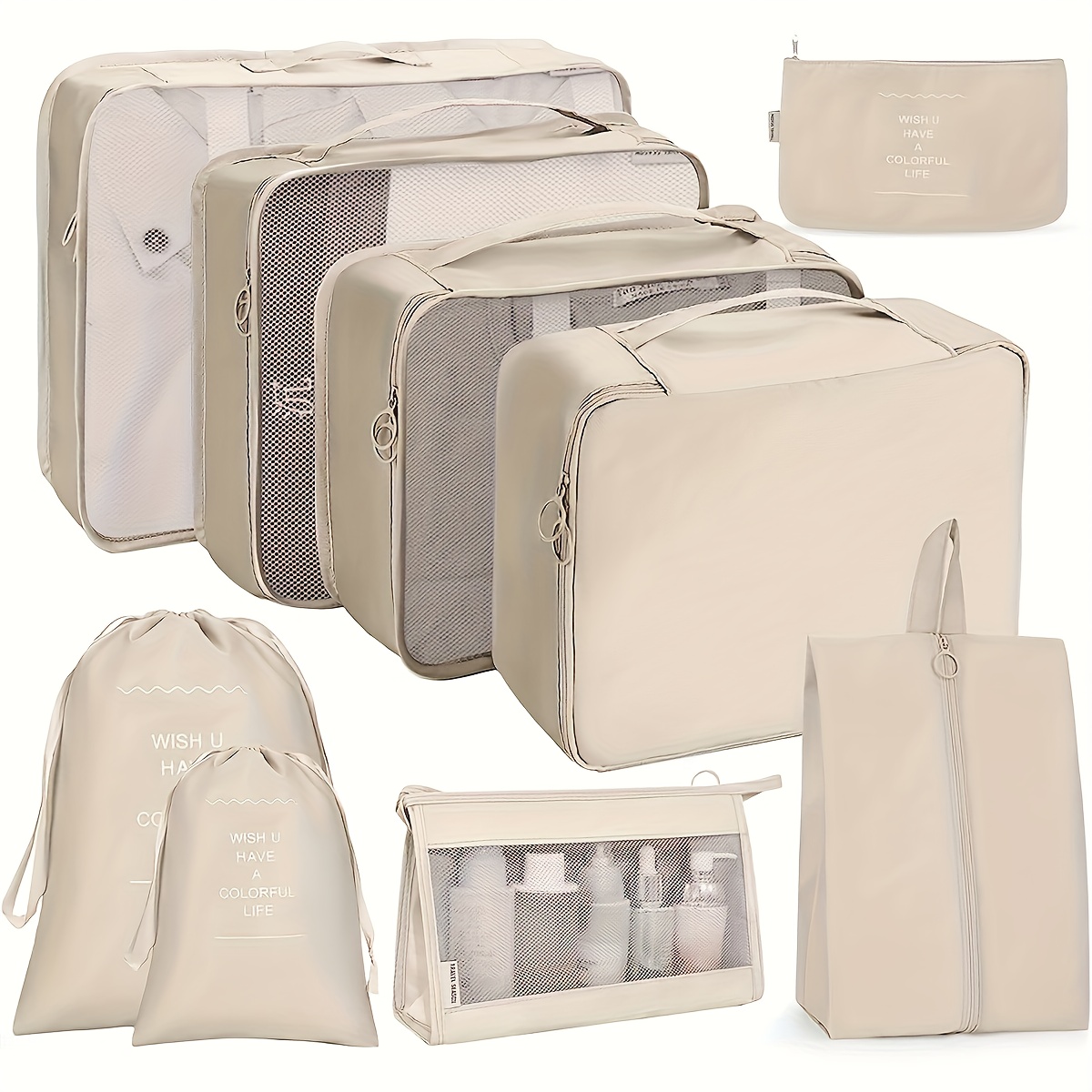 travel packing cubes sold on Temu United States