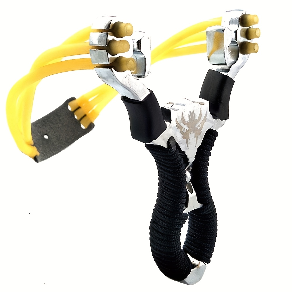 high power aluminum alloy slingshot with rubber band suitable for hunting and fishing black and   durable outdoor throwing tool precise shooting and fishing Product details 0