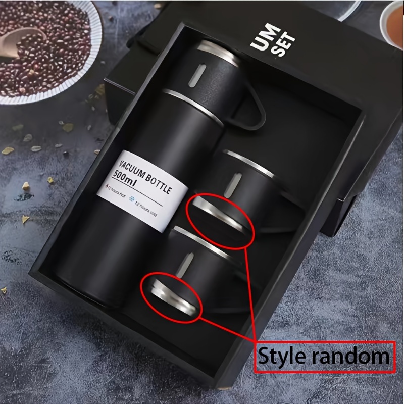 Image of 500ml Stainless Steel Insulated Mug Set With Lid - Leakproof, Portable For Drinks - Perfect For Business & School, Color Random