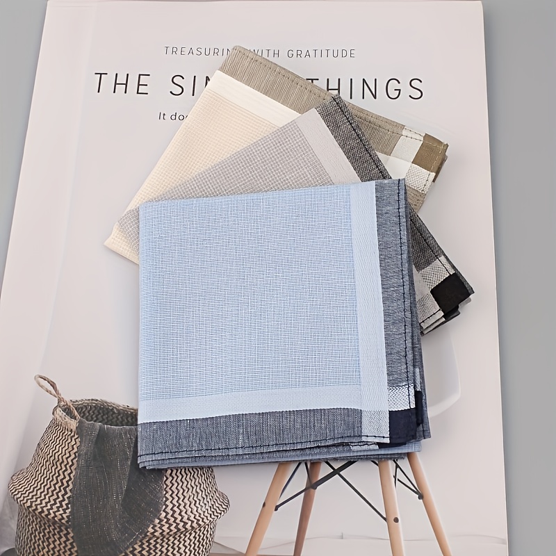 3 Men's Handkerchiefs Beige Gray Soft Woven Fabric Lightweight Compact