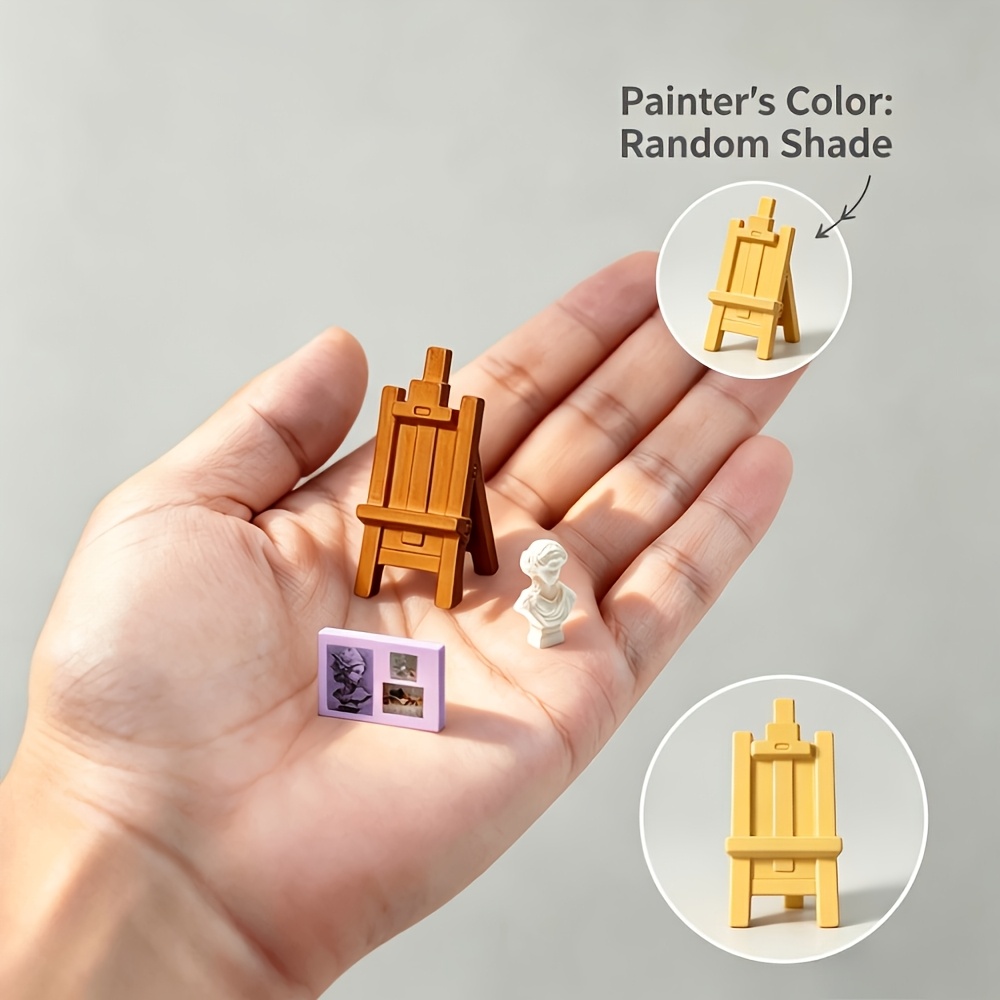TEMU Modern Theme Miniature Ornament (random Dark/light Easel) Room Decoration, Photography Prop, Mini Furniture, Role-playing Prop, Party Prop, Art