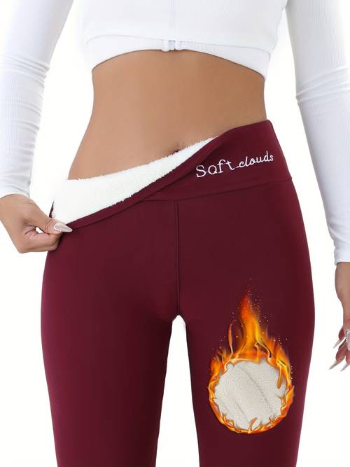 autumn embroidered elegant womens lined leggings comfortable soft stretchy winter warm leggings warm casual stretch pants