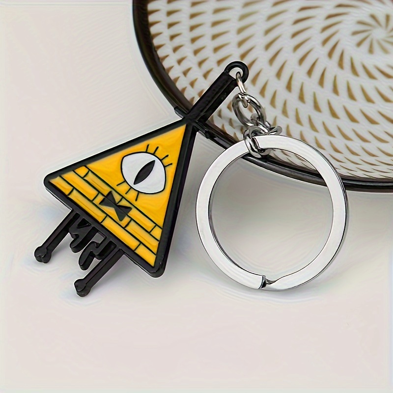 

1pc, Enamel Keychain With Gravity Waterfall Inspiration, Zinc Alloy Material, , Bill Character, Town Password Keyring