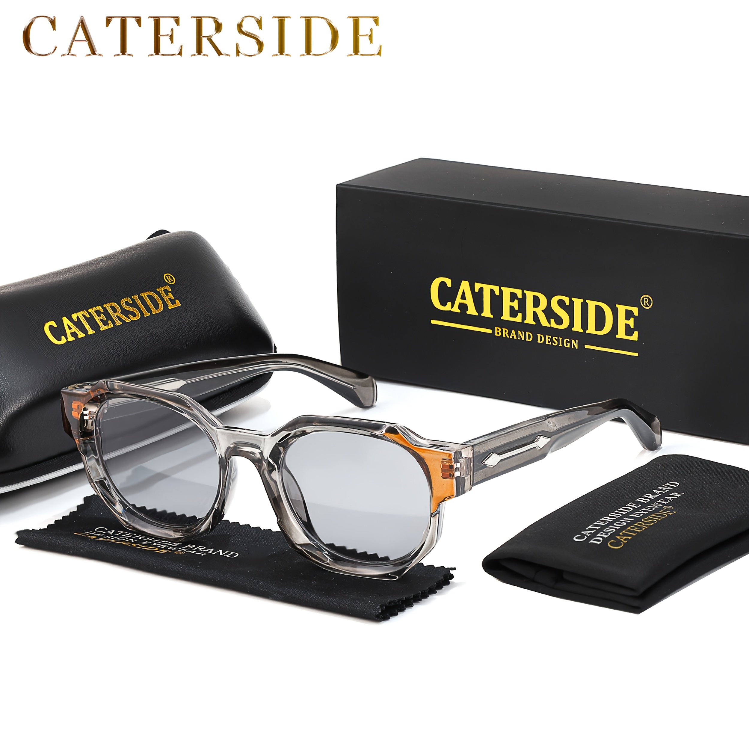 Image of Retro Steampunk Style Sunglasses Pc+cp Temple Trendy Men's Eyeglasses Women Casual Decoration Sunglasses, Vacation Street , Christmas Thanksgiving Perfect Gift- With 3pcs Package