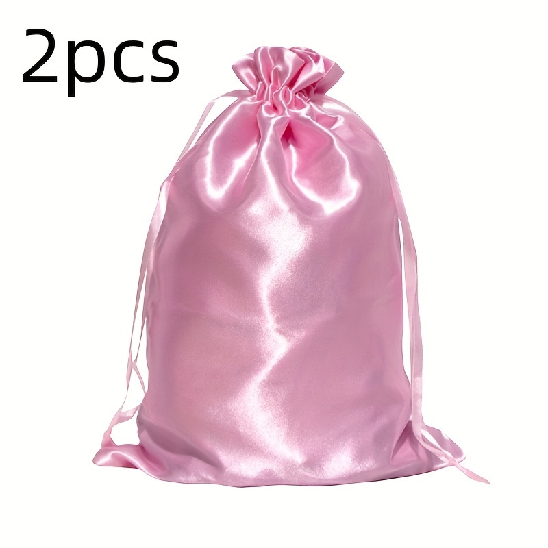 E-shop 2 Stück, leere Beutel, staubdichte Aufbewahrungsbeutel, atmungsaktive weiche Satin-Crêpe-de-Chôine-Beutel mit Kordelzug, 13,8*9,8 Zoll