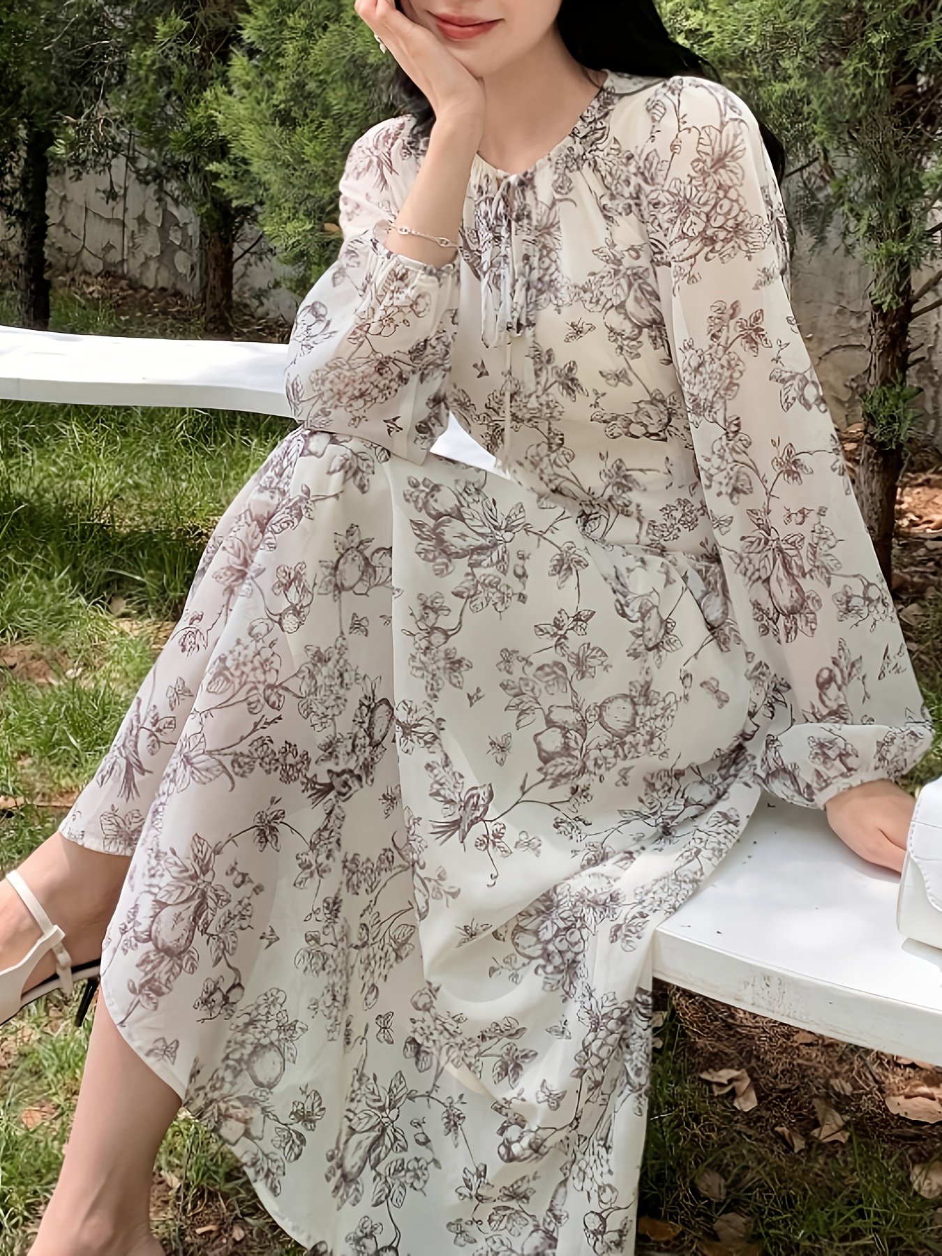 womens elegant maxi full long sleeve round neck - Temu Iceland