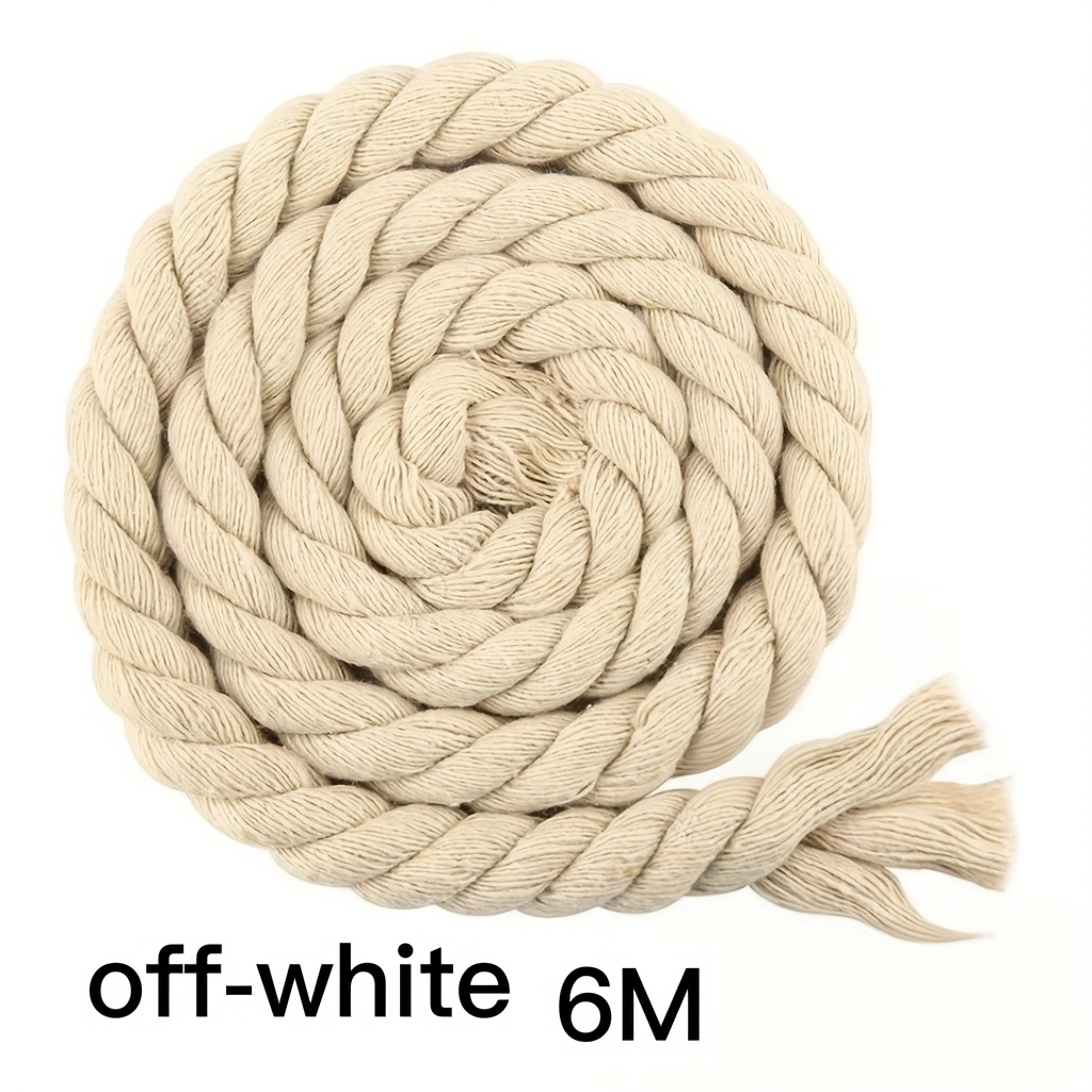 TEMU 10mm/6m Thick Round Macrame Cord - Heavy-duty Polyester Rope For Home Decor, Projects, Crafts - Black , Braided Texture, Durable & Easy To Tie,