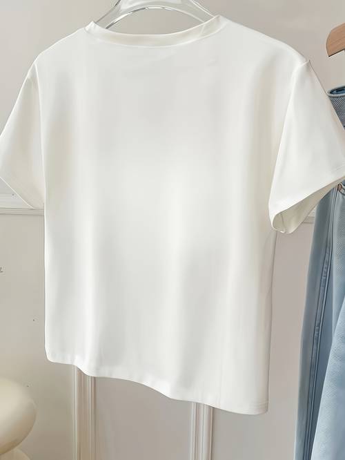 camiseta de manga corta ajustada y2k para mujer - top transpirable para capas con estampado de , blusa de cuello compatible con ropa interior y exterior, lavable a máquina, de streetwear para uso