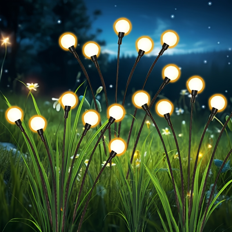 6 solar firefly lawn garden lights, warm white, suitable for Christmas, Thanksgiving, Easter gifts, Halloween gifts