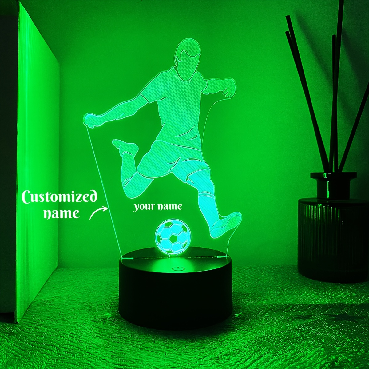 TEMU 1pc Customizable Text Name 3d Night Football Sports Shape Gift As Holiday Present Birthday Present For Football Enthusiasts Decorating Room