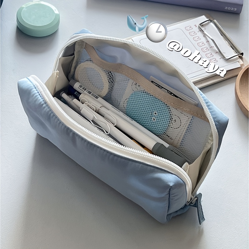 Image of Pillow Pencil Case Ins Solid Color Pencil Case Black Blue Stationery Bag Student Stationery Storage Bag