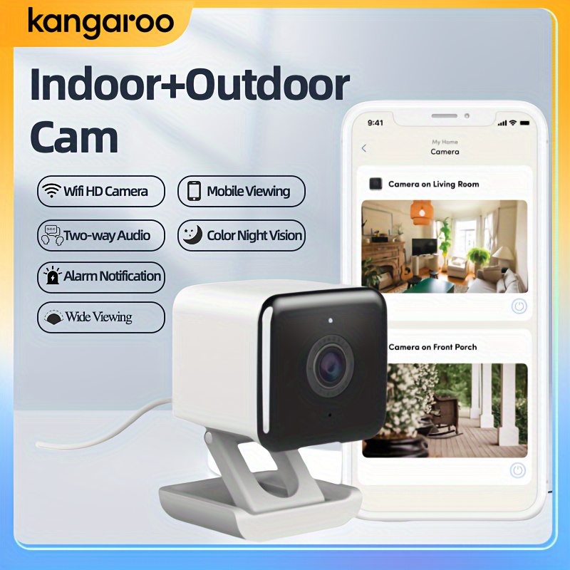 

Kangaroo Indoor+outdoor Camera | Security Camera Outdoor + Indoor Wifi | Weatherproof Outside Camera | 1080p Indoor/outdoor Camera