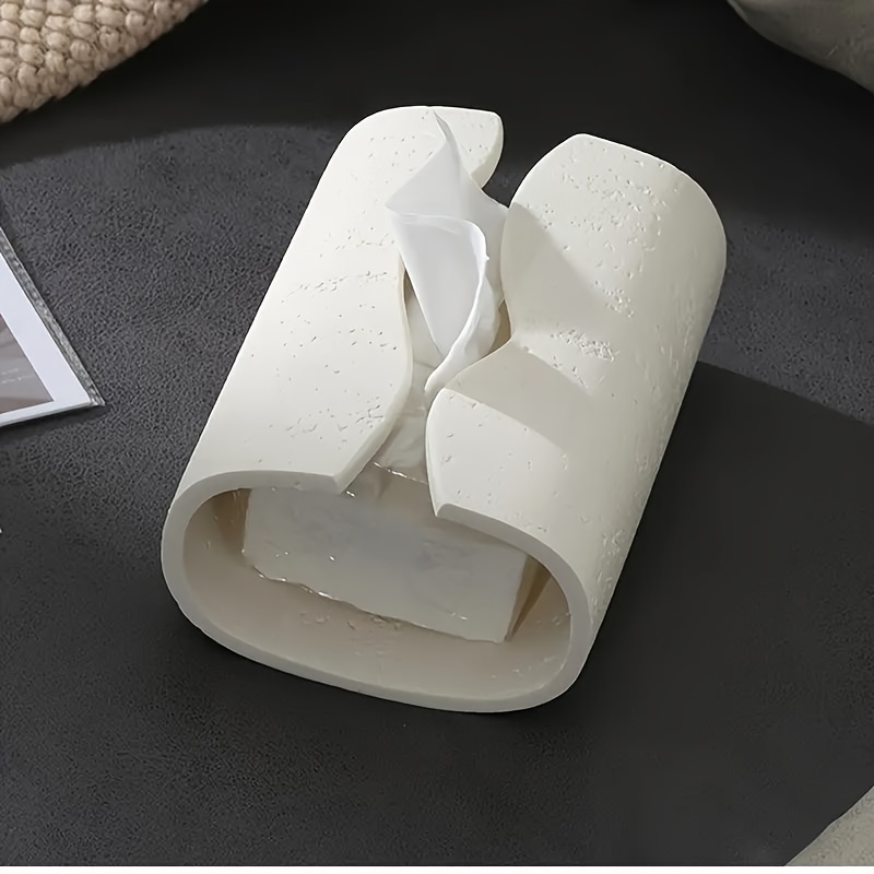 1pc modern octagonal resin tissue box holder durable stone like     for home and bathroom decor ideal for bedroom and living room desktop storage Product details 0