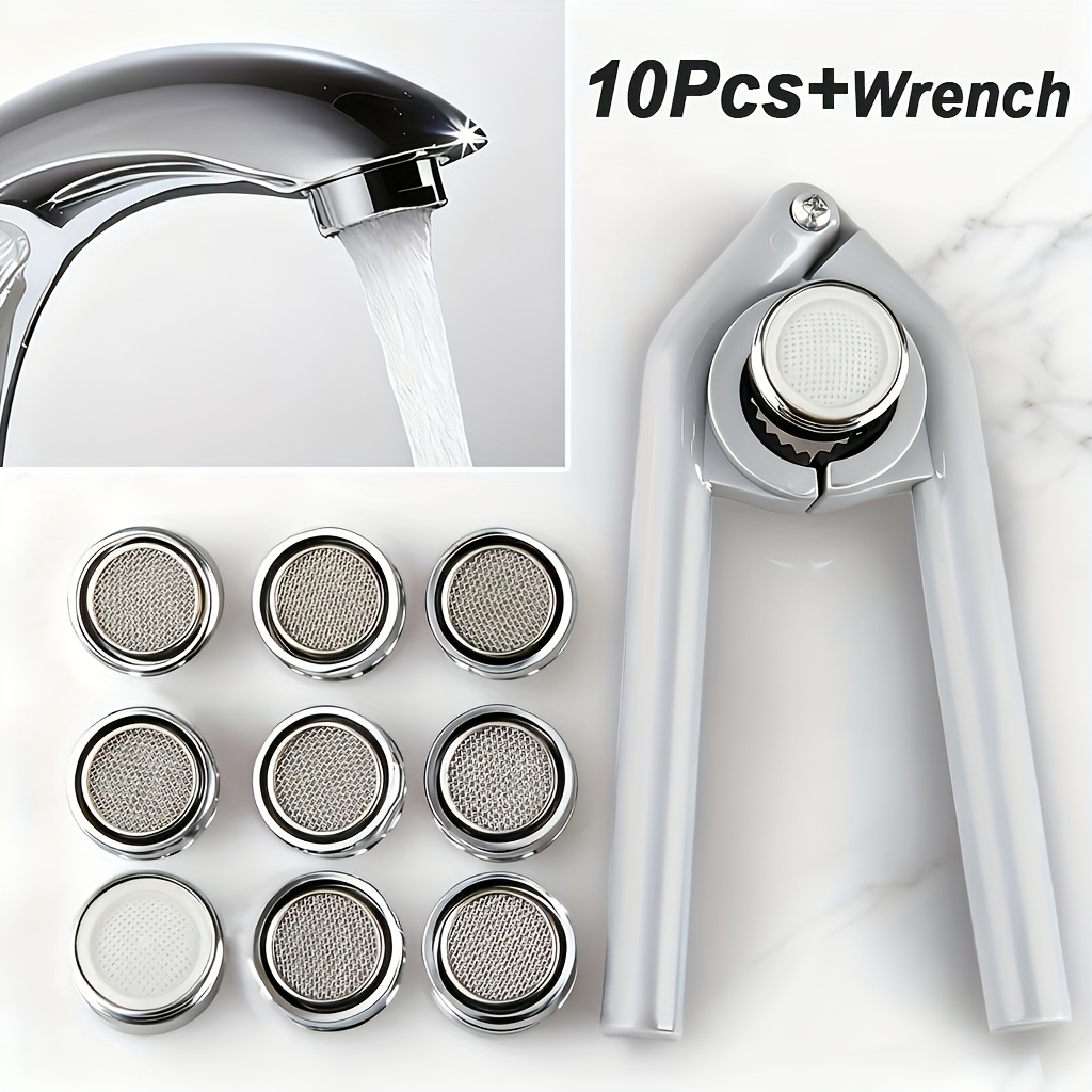 Image of 10pcs Metal Water Faucet Tap Aerator, M24 Thread Bathroom Faucet Bubbler, Stainless Steel Replaceable Filter Mixed Nozzle