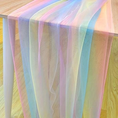 regenbogen tüll tischläufer bunte tüll stuhlband schleife haustier tutu rock nähstoff bastelstoff geburtstag babyparty hochzeit weihnachtsgeschenk band