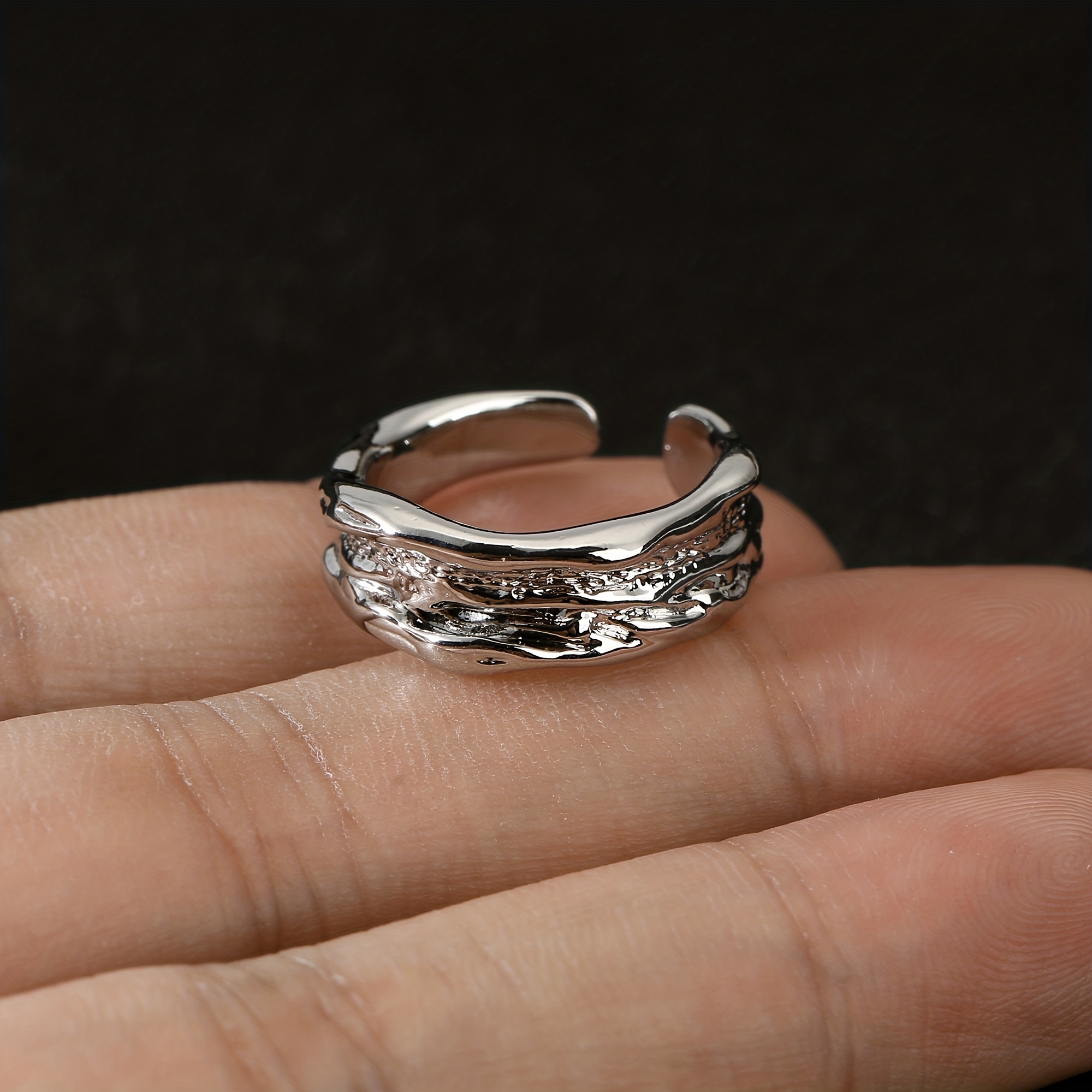 Image of 1pc, European And - Copper, Exquisite Styling Unisex Personalized Open Adjustable Ring. Suitable For Holiday Parties, Dance Parties, Christmas, Thanksgiving, Daily Wear, Wedding Engagement Wear, Gift