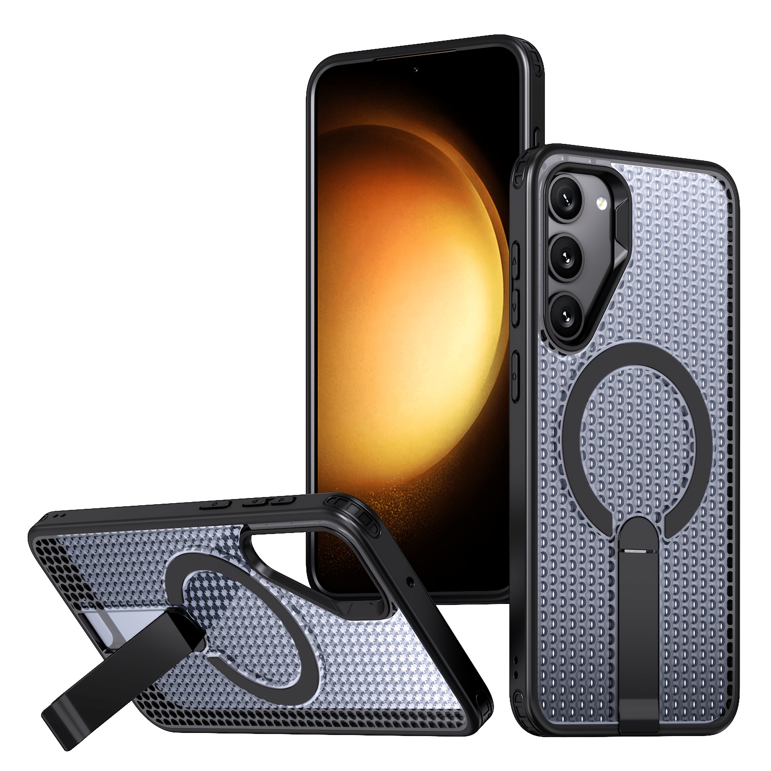 TEMU Phone Case - New Honeycomb Cooling Phone Case, Compatible With Galaxy S22 Ultra, S23, S23 Ultra, And S23 Plus, Featuring A Foldable Stand,