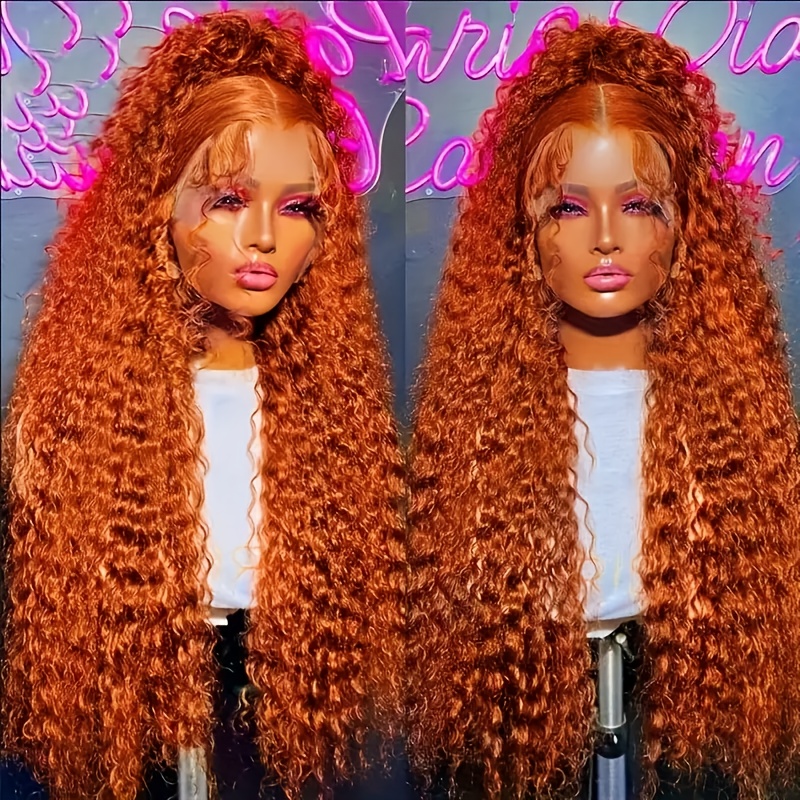 

Ginger Lace Front Wigs Human Hair 13x6 Hd Lace Ginger Curly Wigs Human Hair 180% Density Lace Front Wig Pre Burnt Orange Human Hair Wig For Women Colored 22 24 26 28 30 32 34 Inch Halloween