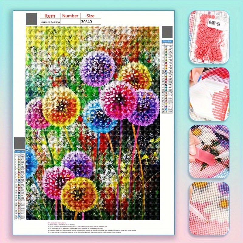 

5d Diy Diamond Painting For Adults And Beginners Frameless Flower Pattern Diamond Painting For Living Room Bedroom Decoration 30*40cm
