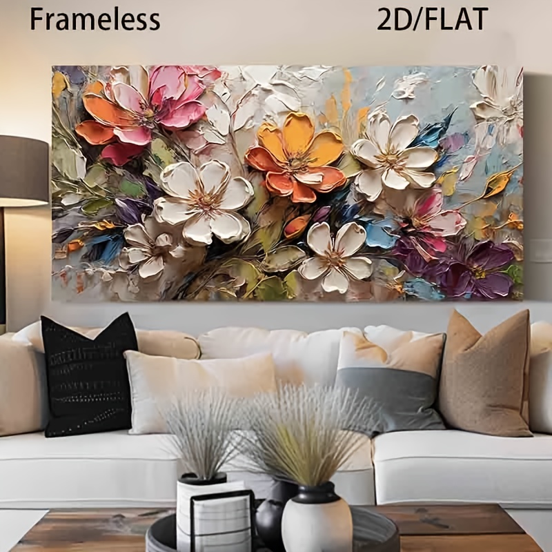2D/flat 1pc 27.55inch*55.11inch/70cm*140cm Frameless Modern Flower Art Canvas Poster for Bedroom and Living Room Decoration Cuadros No Frame