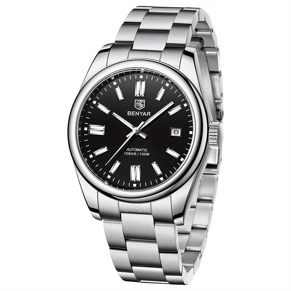 TEMU Benyar Men's Watch Brand High-end Automatic Mechanical Calendar Luminous Casual Sports Wristwatch Is A For Gifting, Without Battery