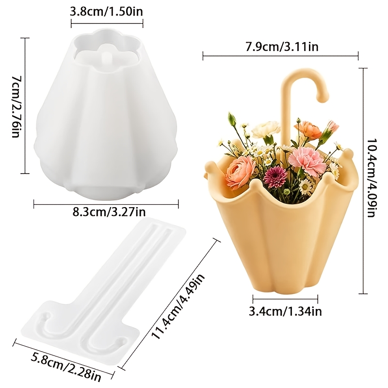 TEMU 3d Umbrella Silicone Molds For Crafts Small Storage Container Flower Pot Epoxy Resin Molds Cute Organizer Jar Resin Vase Mold Tealight Candle
