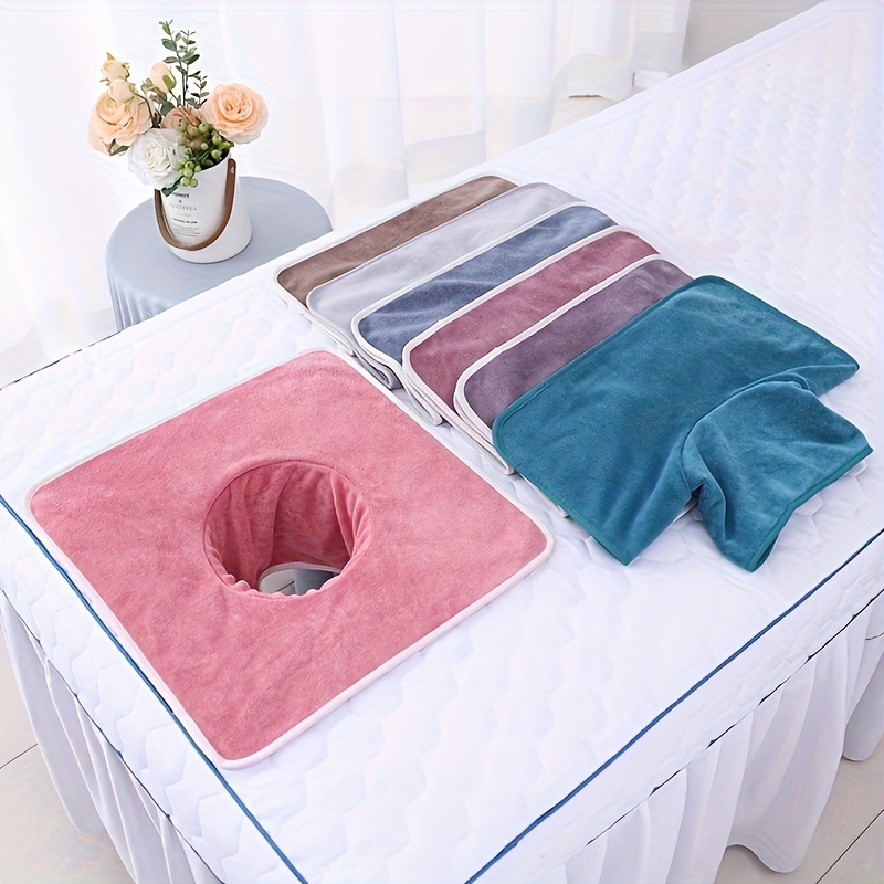 

1pc Headrest Hole Towel, Beauty Salon Towel, Spa Massage Bedspread Towel, Face Breathable Hole Spa Massage Bedspread Towel