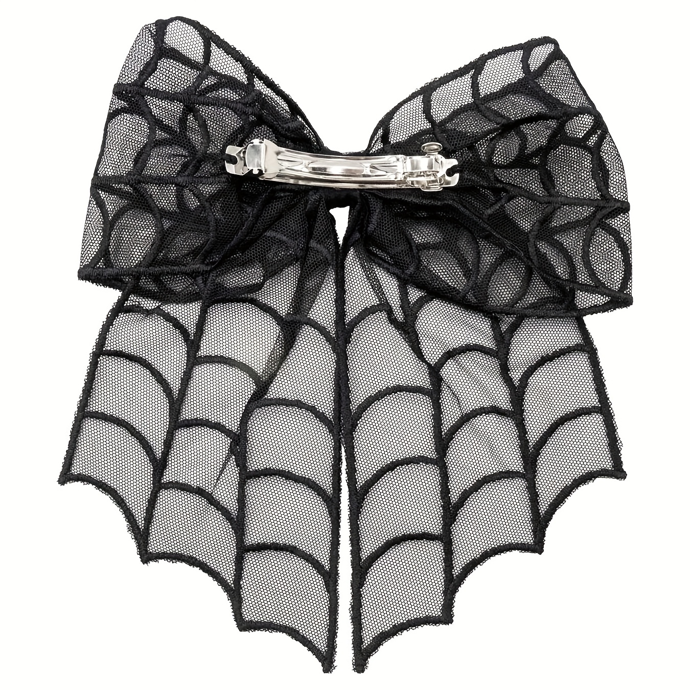 1pc gothic punk spider web bow hair clip womens black lace halloween hair accessory vintage everyday hairpin with intricate design durable hair accessory perfect halloween gift halloween hair accessories themed event accessory punk style hairpin detailed   themed party accessory   lace alternative   Product details 0
