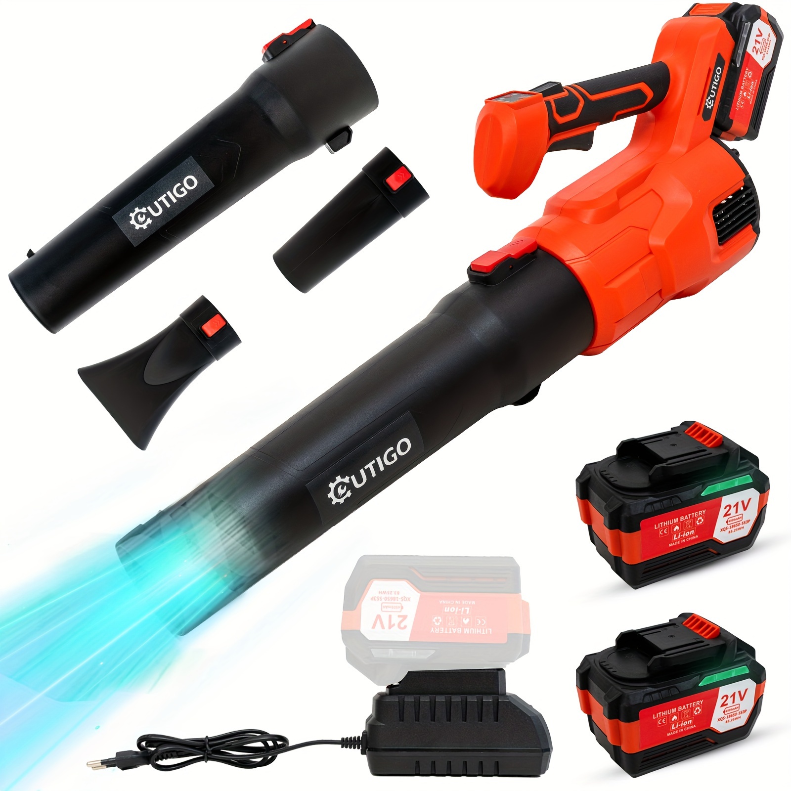 

Outigo Cordless Electric Leaf Blower With .5 Ah 21v Rechargeable Batteries And Charger, 120 Mph, 3.3 M³/min - Yard, , Snow & Car Dust Removal Blower For Lawn Care