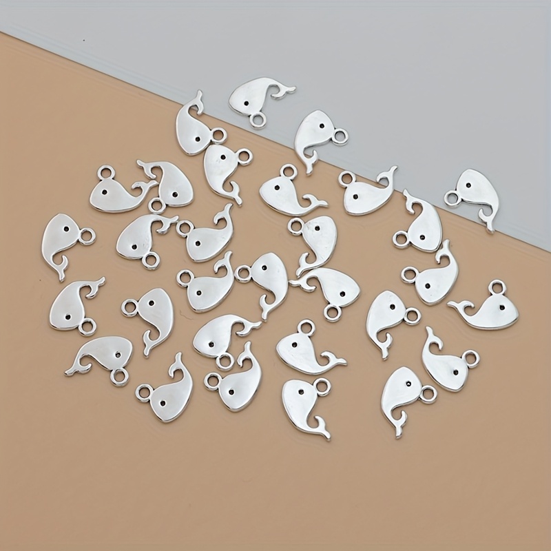 30pcs Of Whale Charms Made From Alloy Ancient Silvery Tibetan Style, Perfect For Crafting Bracelets, Earrings, Necklaces, And Handmade Fashion Jewelry Featuring Whale Bone Pendants