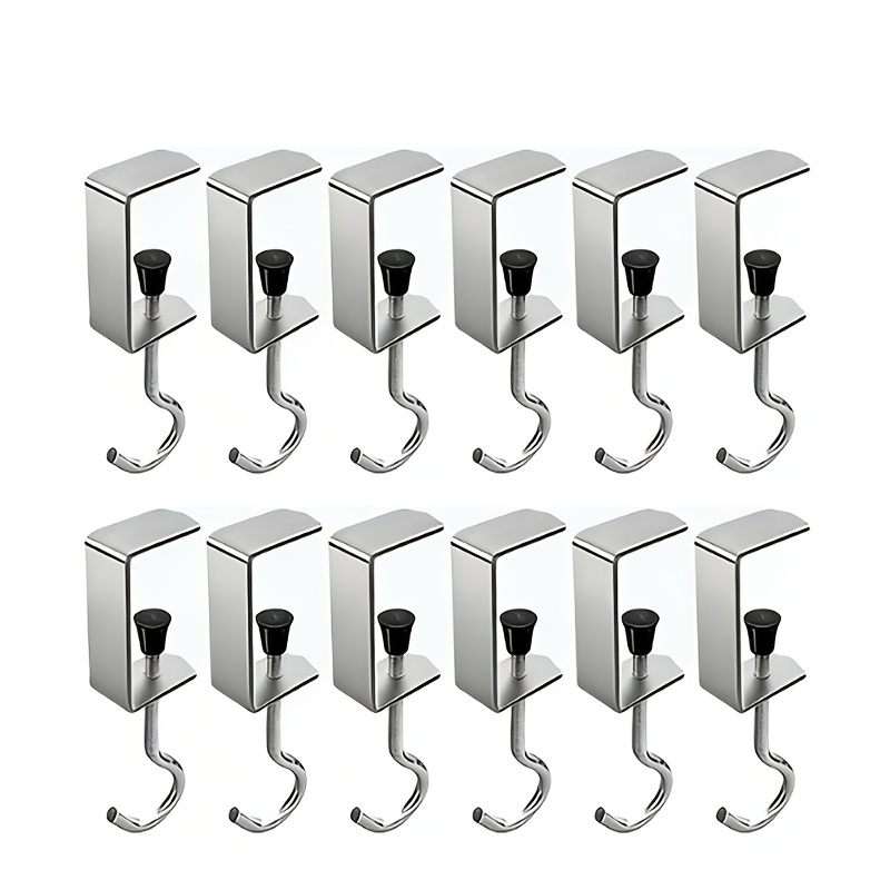 TEMU 12 Heavy Duty Metal Desk Backpack Hooks, Home Storage Additions Adjustable Under Desk Hook, For Hanging Bags, Backpack Rack, Portable Detachable