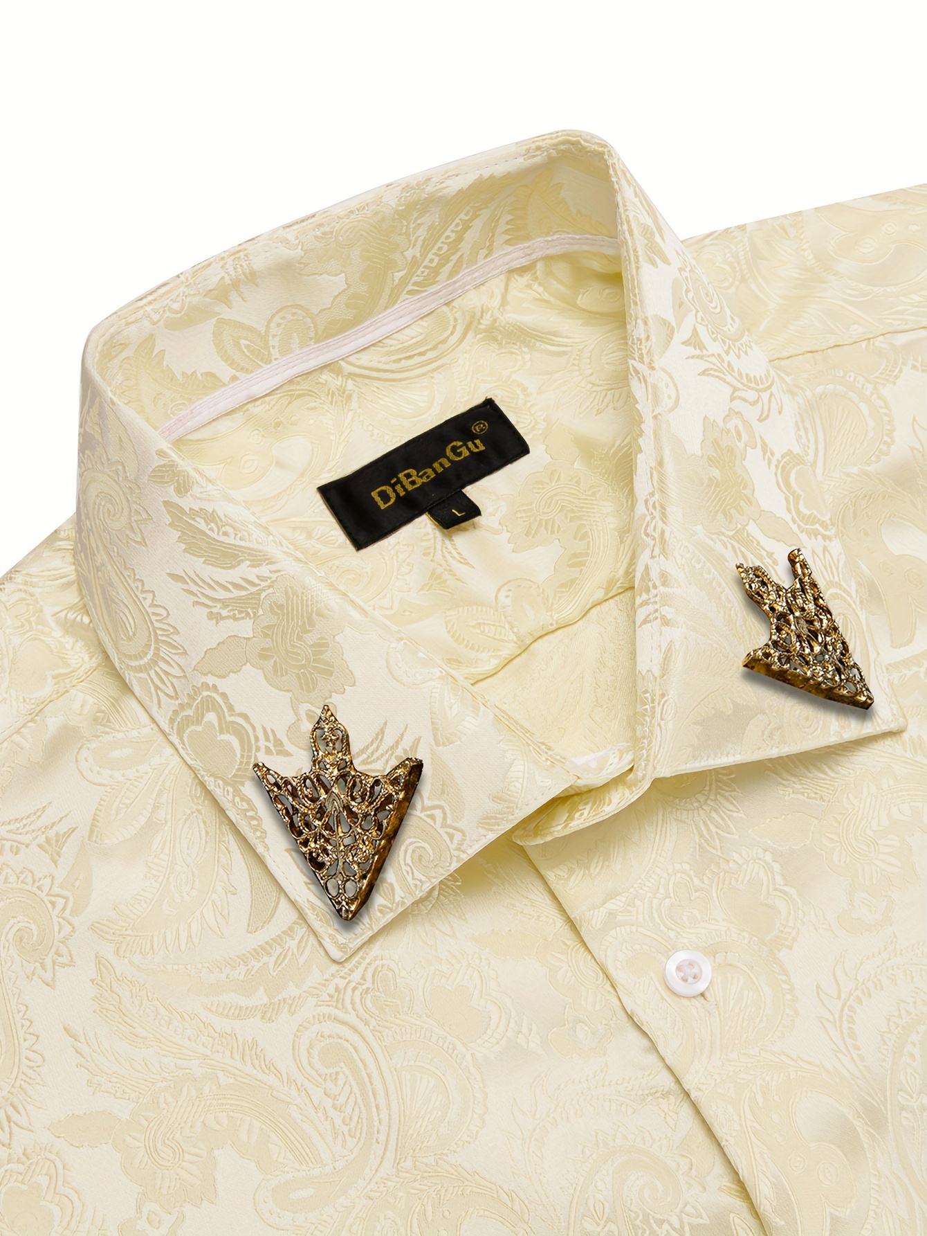 green emerald velvet dress Ties2you Button Down Shirt Blue Gold Paisley Long Sleeve Dress Shirts for  Men main image 0
