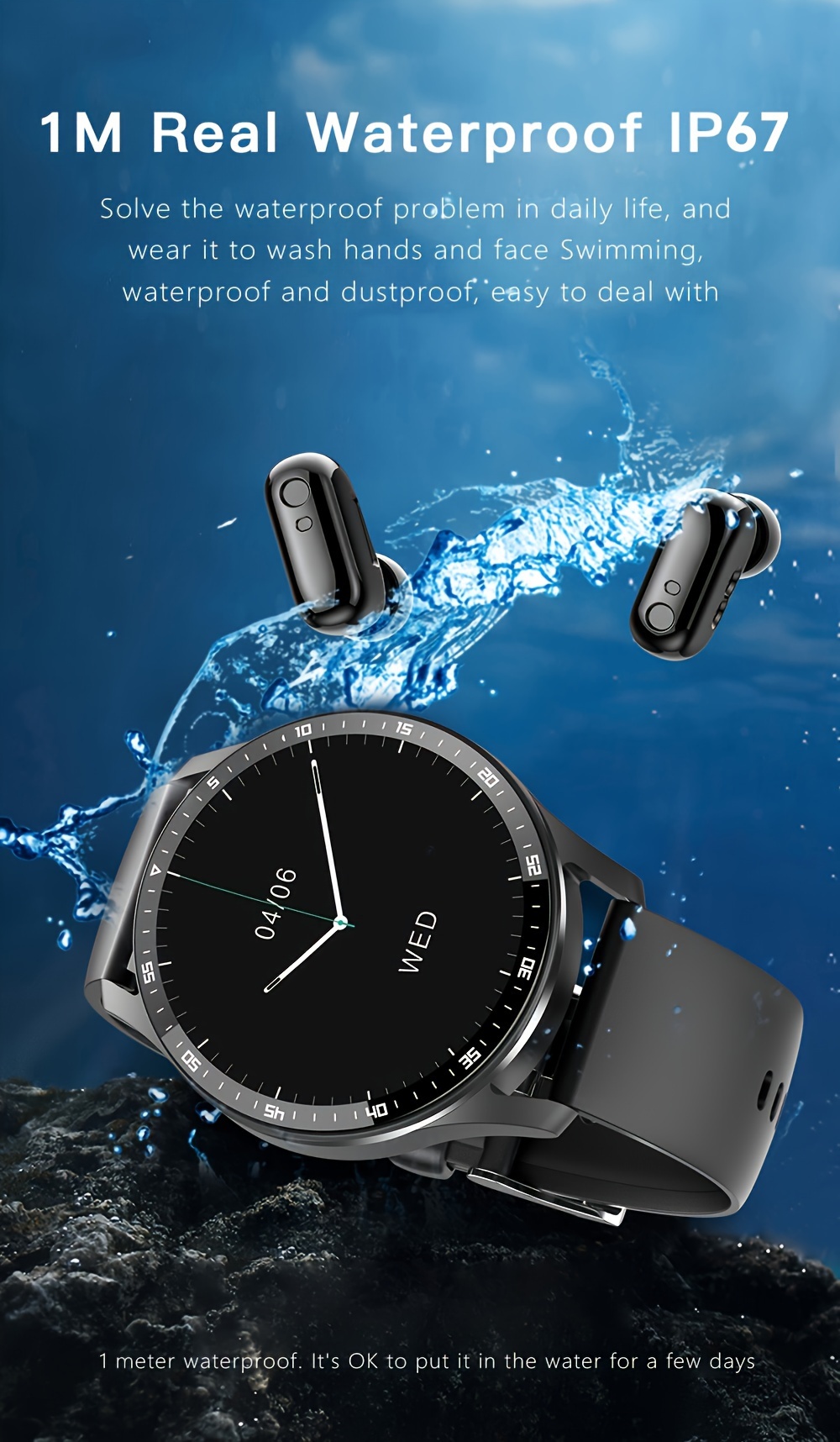 2 in 1 waterproof smart online watch