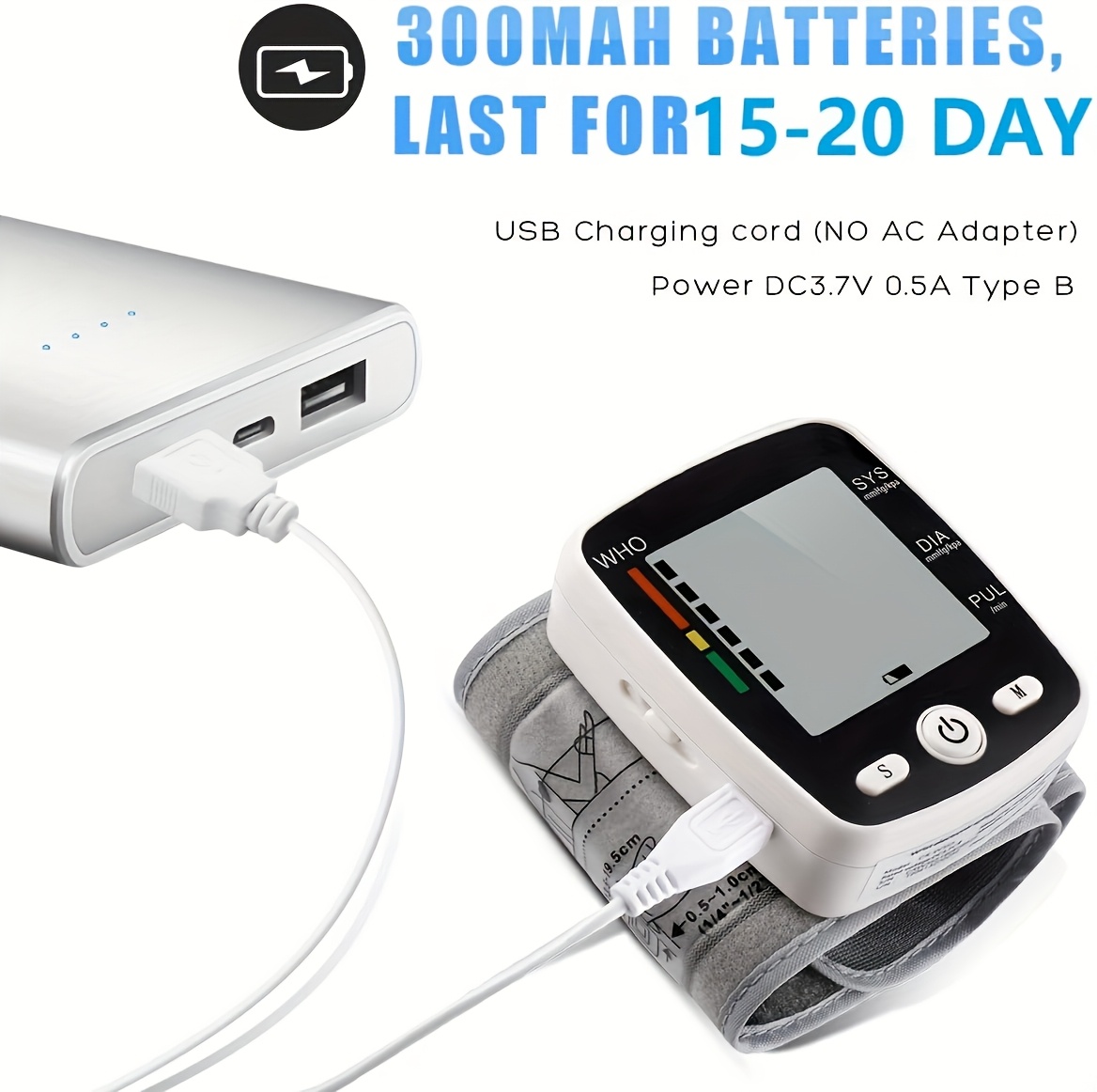 wrist   digital bp monitor rechargeable bp machine with 2x99 readings memory large lcd display voice broadcast portable carrying Product details 1
