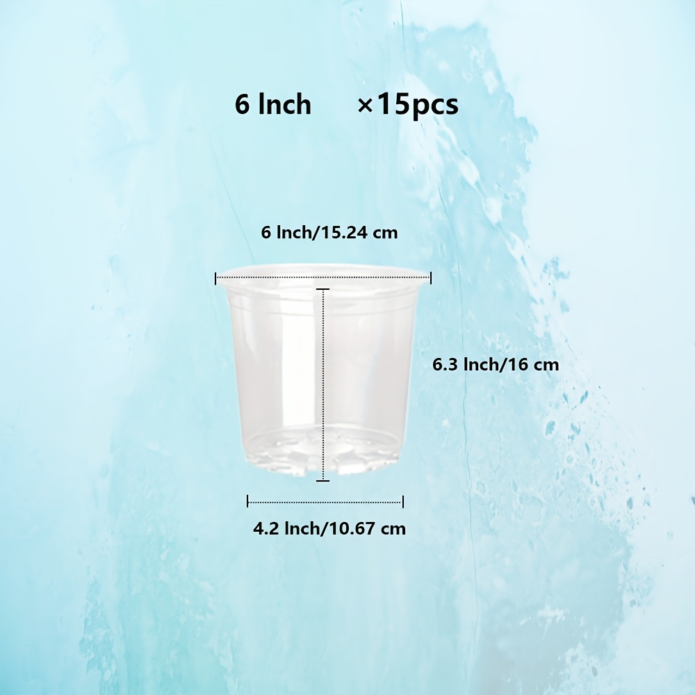 3/4/5/6/7 Inch 15 Pack, Reinforced Transparent Seedling Pot With Drainage Holes. The Transparent Material Allows Observation Of , And The Drainage Holes Provide Better Root And Prevent Water