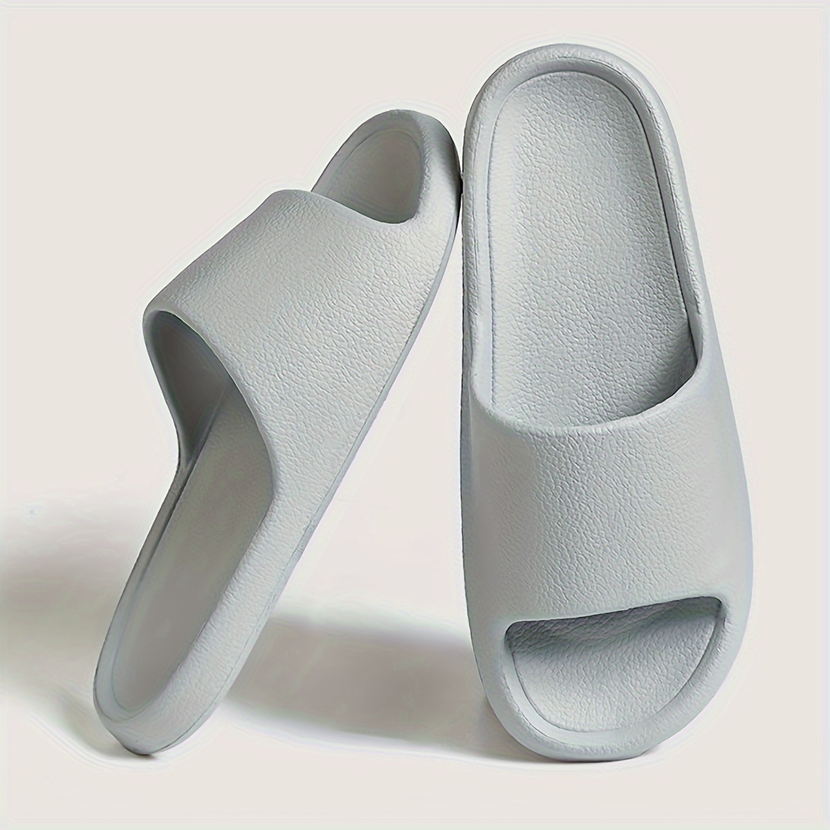 2024 New Fashion EVA Slip-On Slides, Comfortable Soft Thin Sole, Faux Texture, All-Season Casual Home Bath Beach Sandals, Solid Color, Universal Fit, Casual Daily Wear