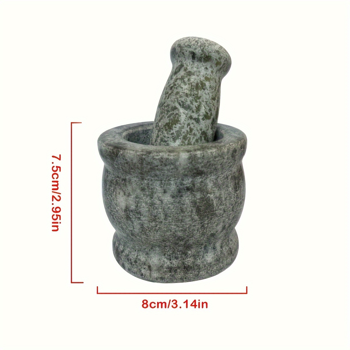 TEMU Vintage Marble Manual Garlic Mortar And Pestle Set - Natural Stone Kitchen Grinder For , Spices & Seasonings