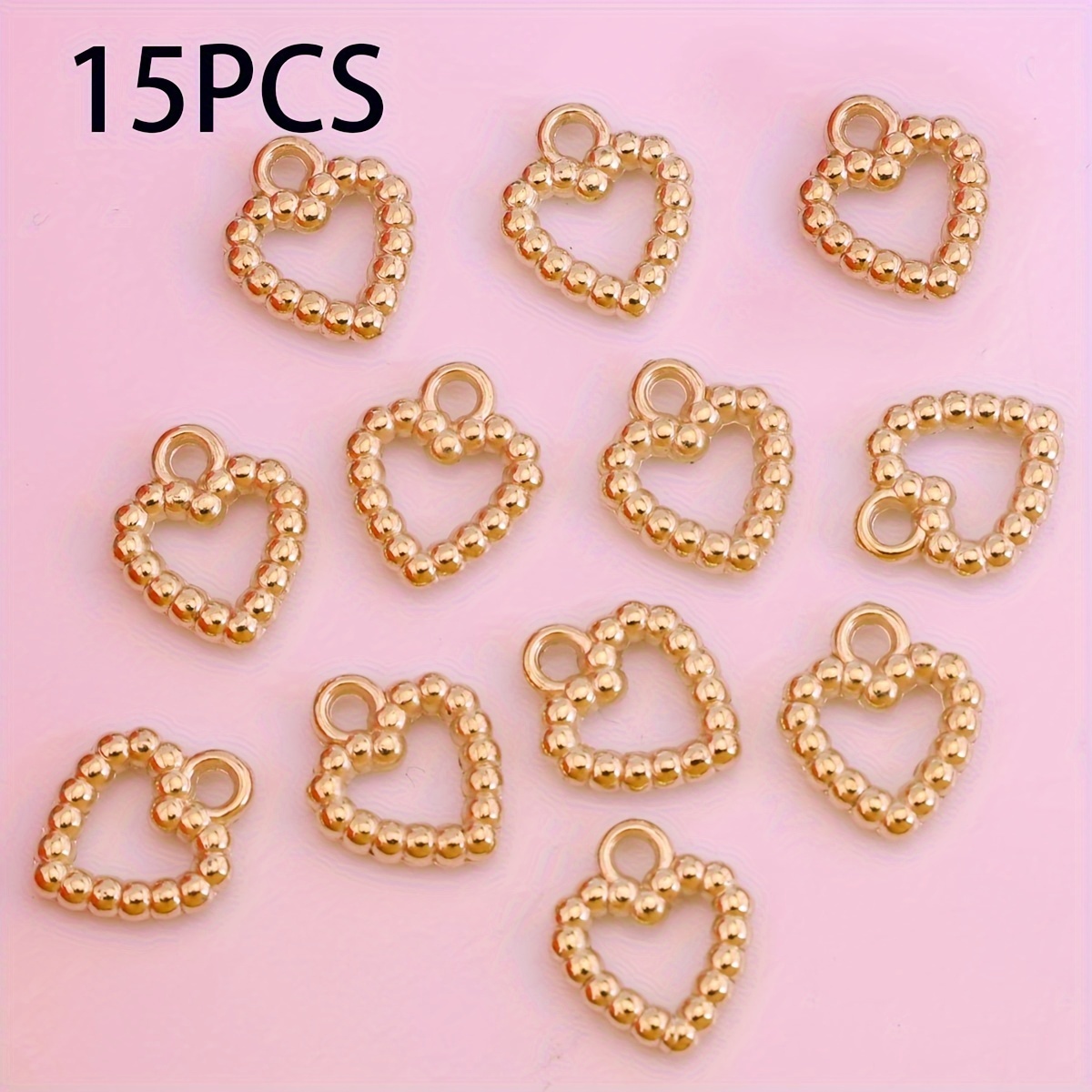E-shop 15 Stück Hohle Kleine Herz Anhänger CCB Herzförmige Charms Geeignet für Schmuckherstellung Halskette Ohrringe Armbänder Urlaubsgeschenke