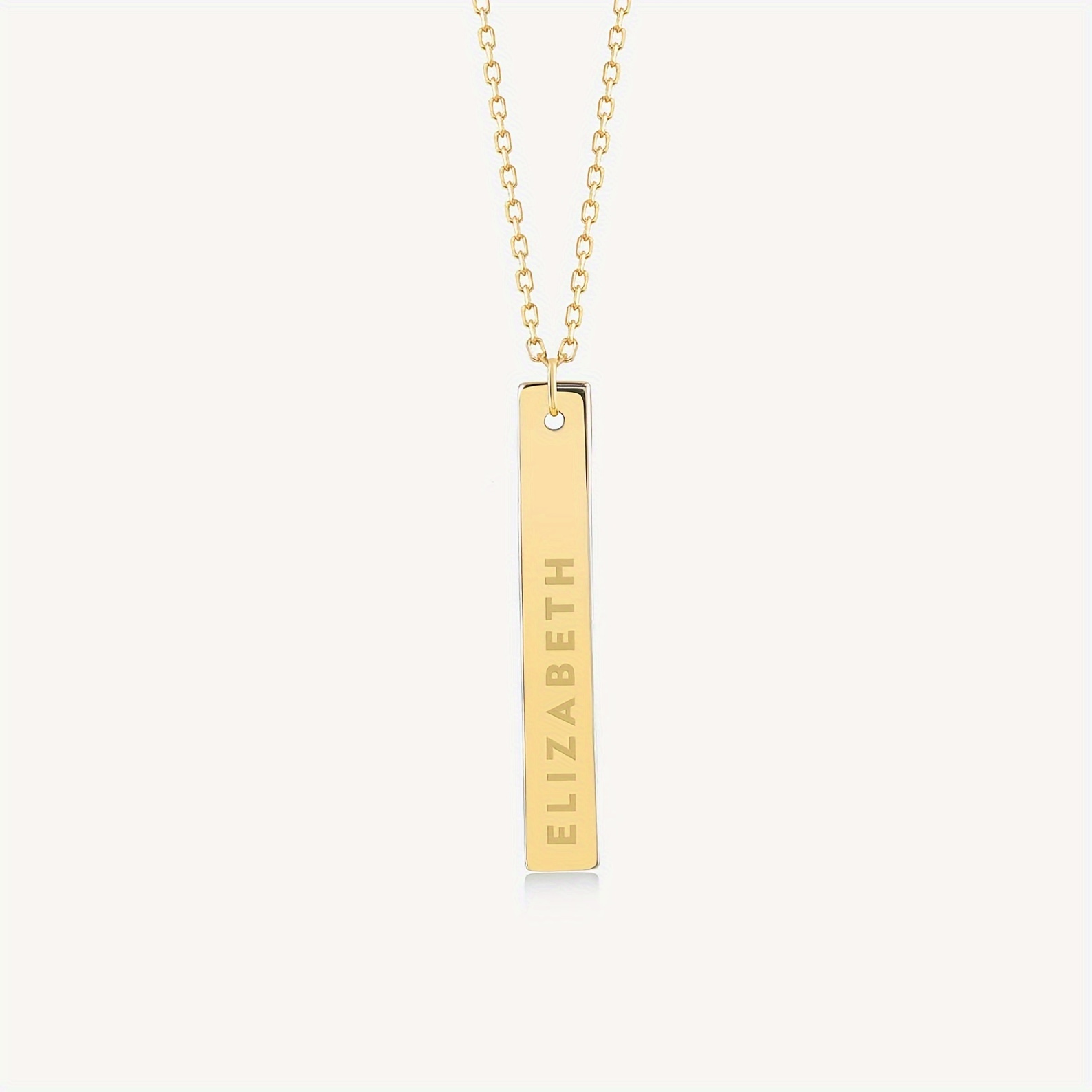 Elegant Simple Bar Pendant Necklace, 18K Gold Plated Customizable