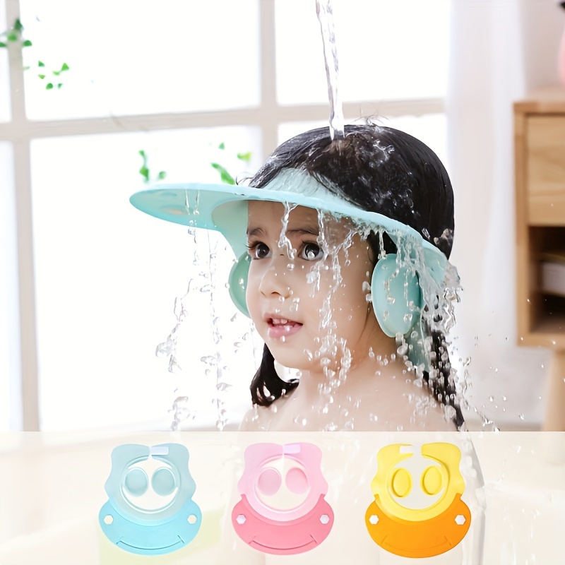 Adjustable Baby Shower Cap Bath Shower Visor Protection Soft Bathing Cap for Protect Infants Toddler Eyes Ears