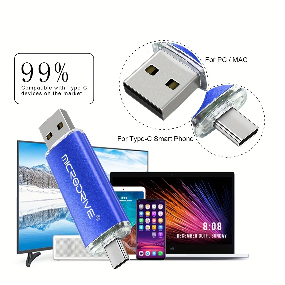   usb драјв со двоен интерфејс 128gb 64gb, универзален за телефони и  јутери, брз пренос на датотеки/видео/снимки, достапни повеќе капацитети, збогум на каблите за податоци!   2-во-1 usb-c флеш драјв 128gb, лесен пренос помеѓу телефон/ јутер Детали за производот 1