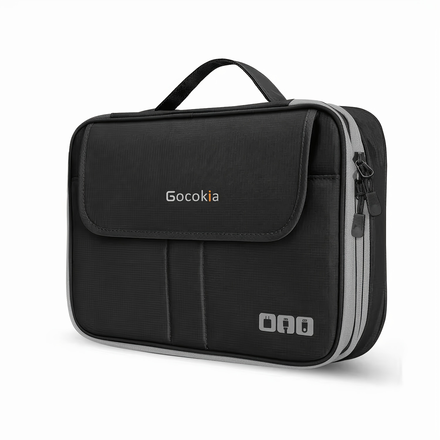Gocokia Double Layer Large Thick Electronic Accessory Storage Bag, Cable Storage Bag, Suitable For Ipad, Tablet, Cable, Mobile Power Supply, Hard Drive, Mouse, Charger, Etc