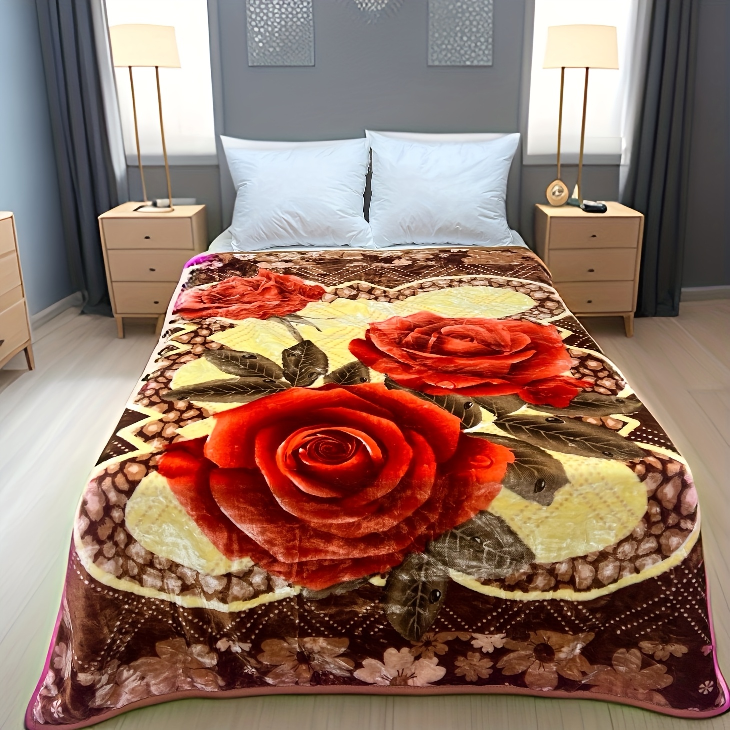 new super soft 2ply 2side mink style brown color embossed queen size blanket warm and heavy   season no fading no shrink washing washable size 75x87inch weight 6 5lbs details 0