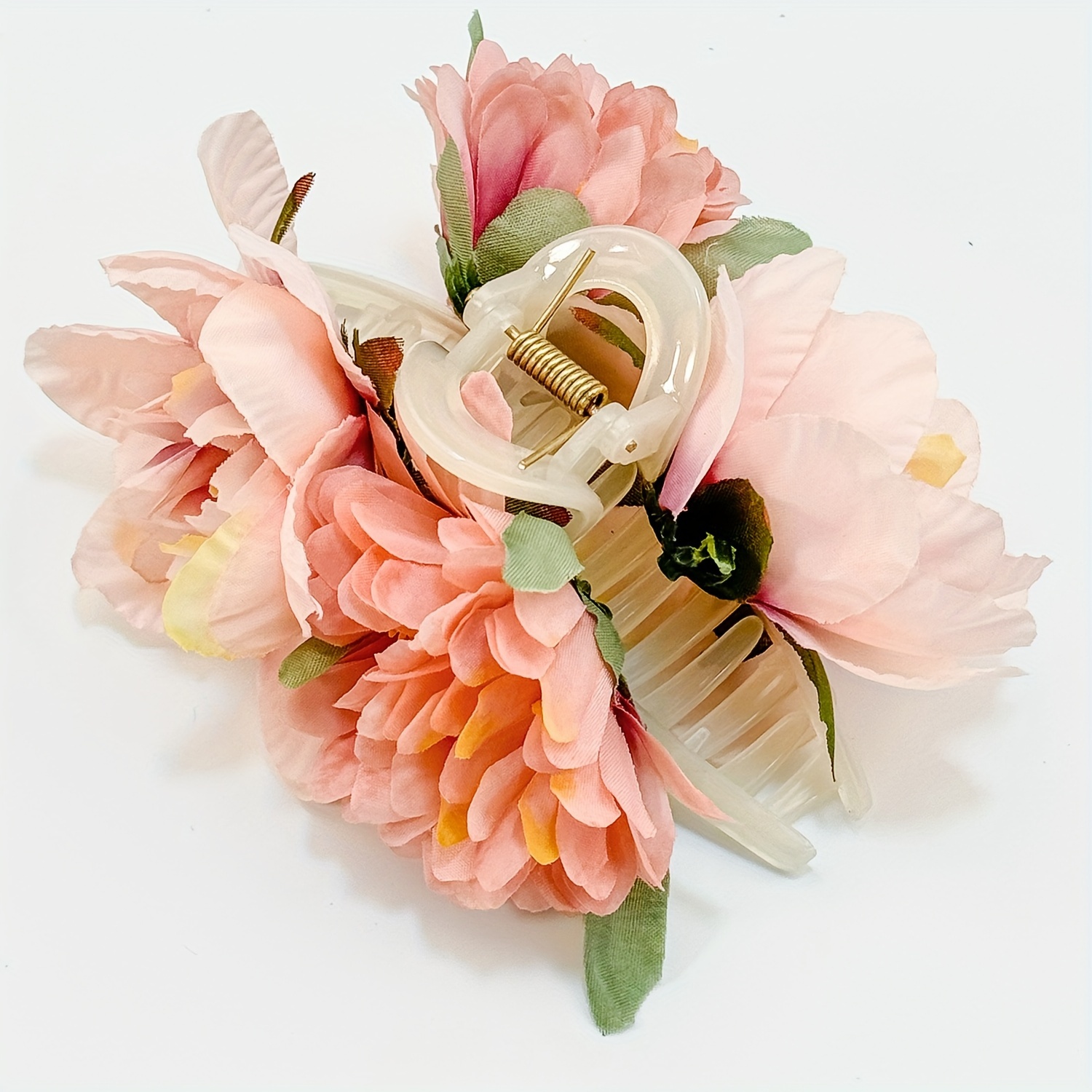 TEMU Vintage Elegant Floral Hair Claw Clips, Assorted Spring Flower Shark Clips, Bridal Hair Accessories For Buns And Ponytails