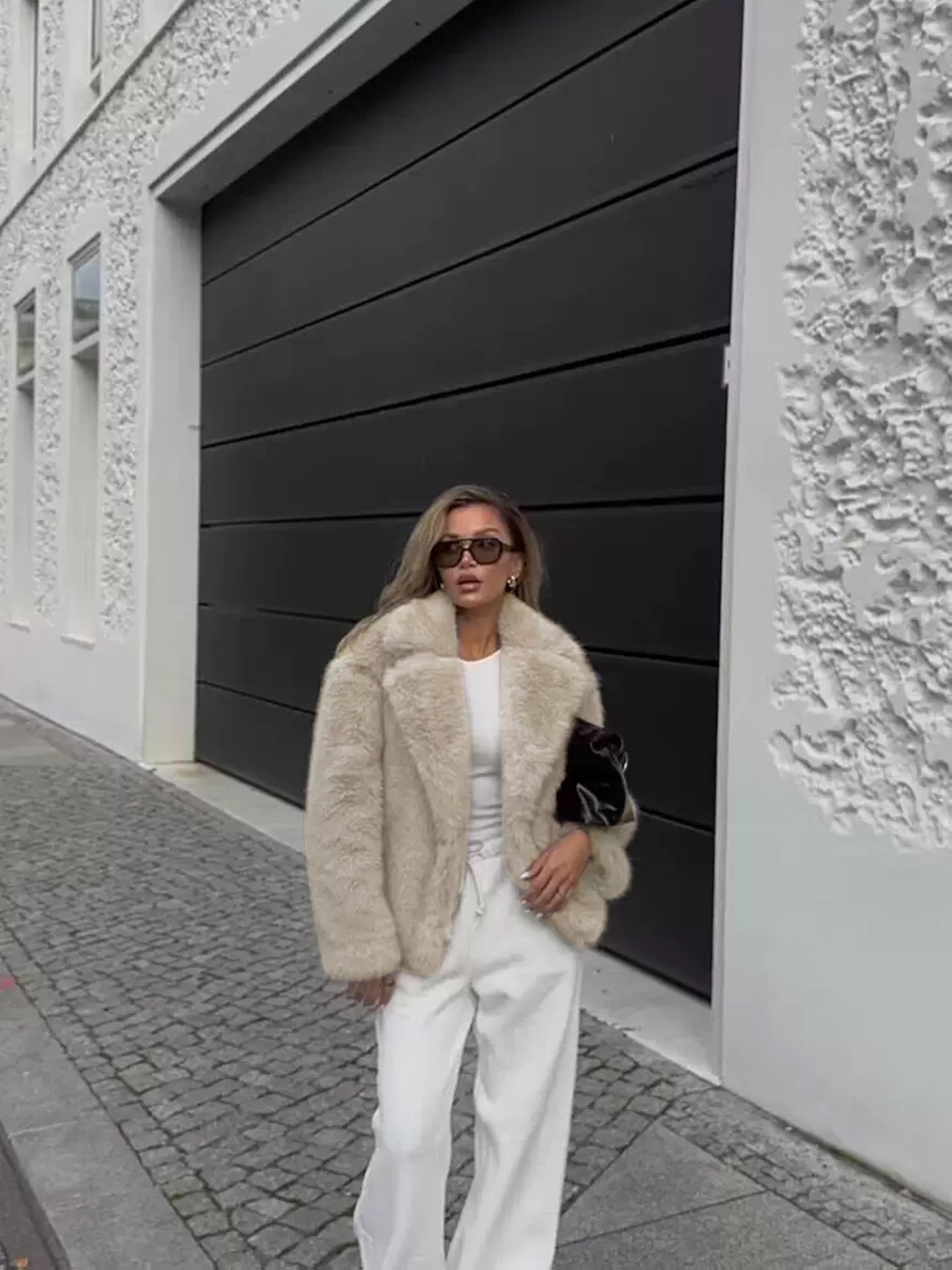 manteau en fourrure blanche élégant femme veste dhiver Temu Belgium