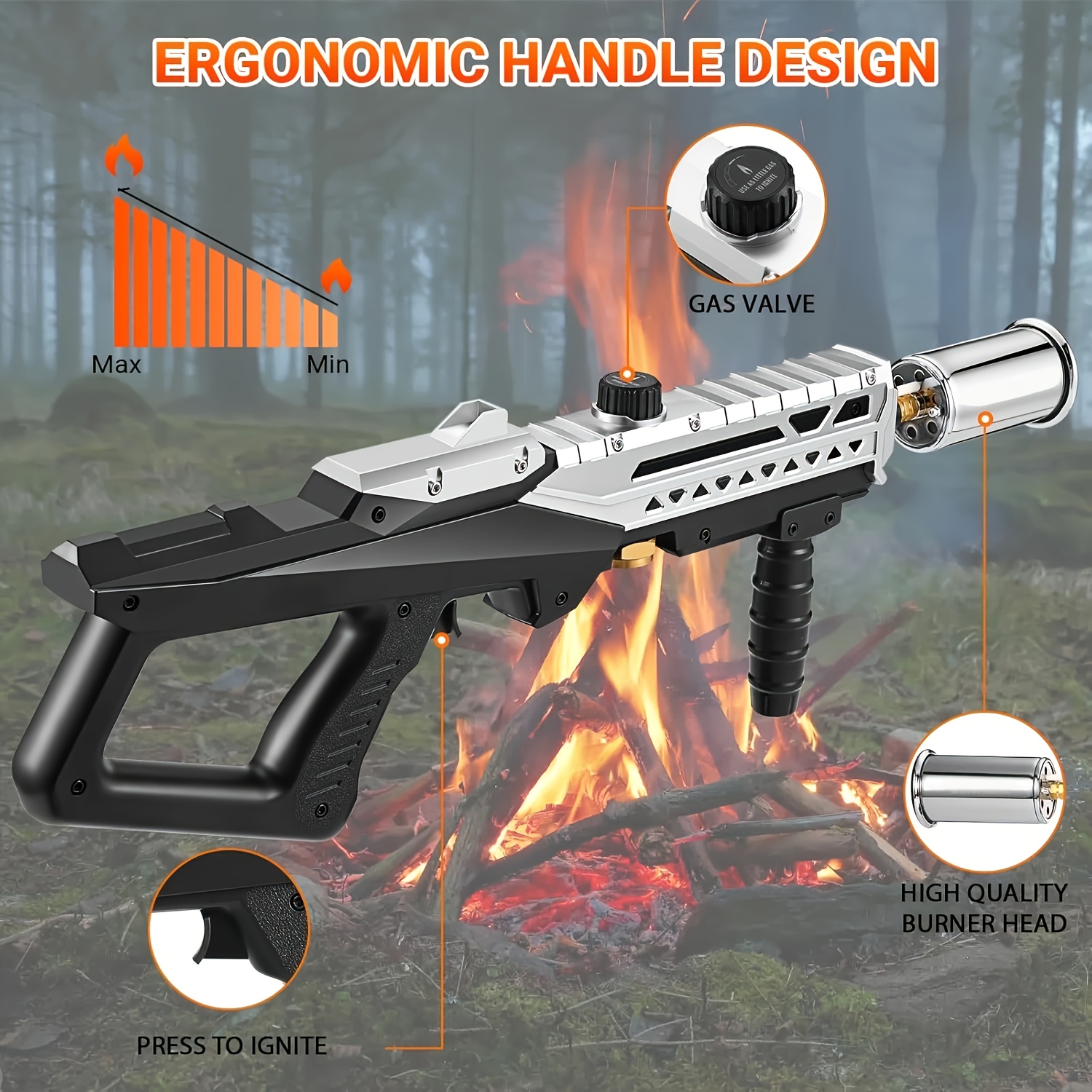 High-Performance Propane Grill Torch, Sous Vide Flame with Adjustable Intensity, Charcoal Igniter for Barbecues, Campfires, Steak Searing, And Cooking (Tank Not Included) 4 High-Performance Propane Grill Torch, Sous Vide Flame with Adjustable Intensity, Charcoal Igniter for Barbecues, Campfires, Steak Searing, And Cooking (Tank Not Included) - Image 4